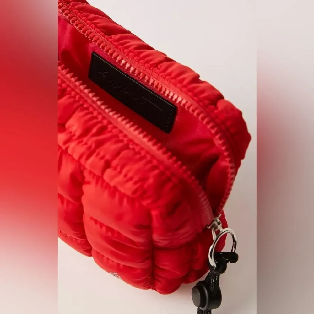 FP movement Winterberry Red Essentials Quilted Nylon Waterproof Cosmetic Bag